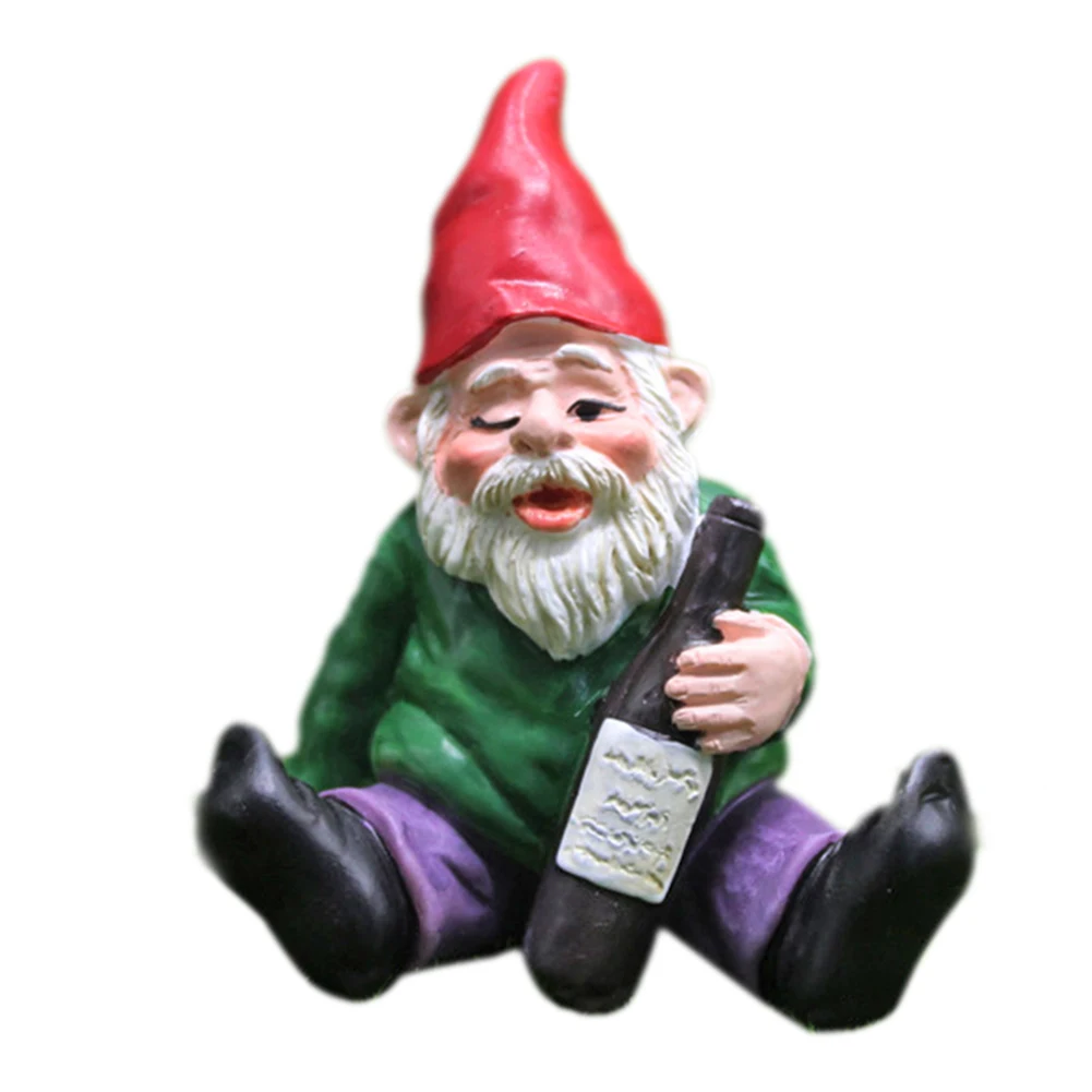 1pc fehave-dekorationer med berusede nisser, miniature-ornamenter, mini-dværgbålstatuer til plantekasse, blomsterpottedekorationstilbehør