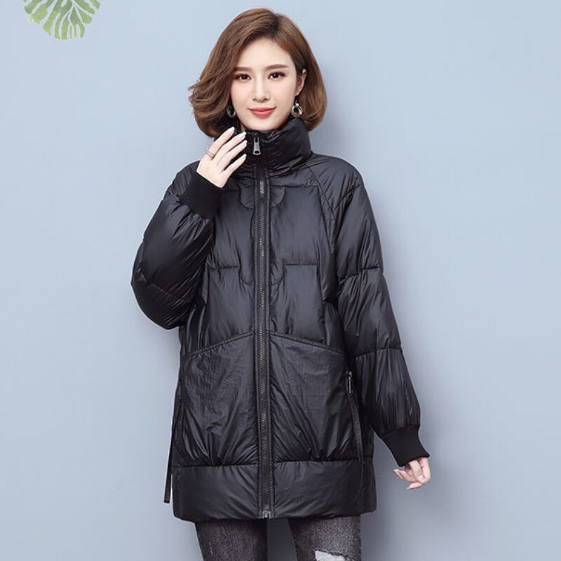 Doudoune mi-longue en coton pour femme, vêtement ample et fin, couleur unie, Version coréenne, à la , hiver