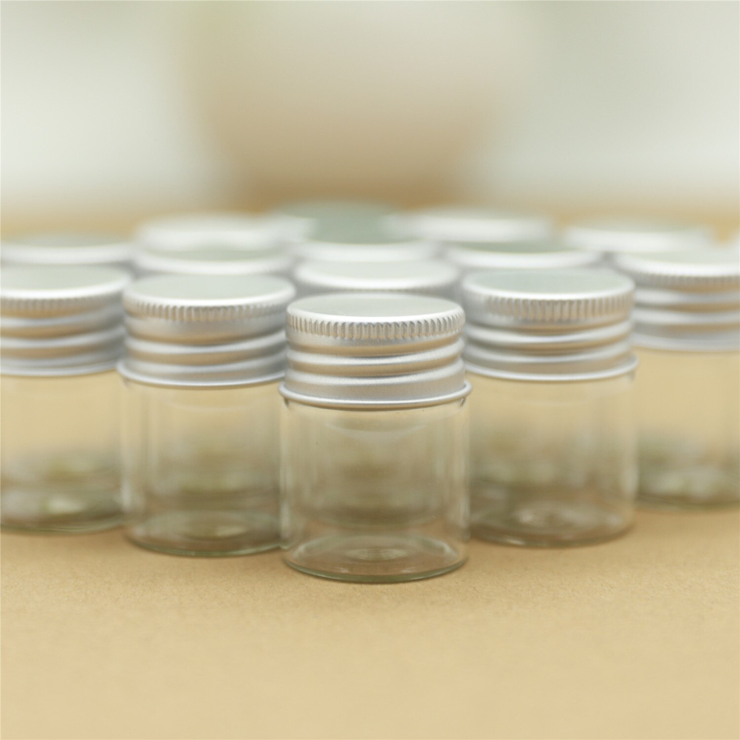 24 pezzi 30*40mm 15ml Mini vasetti di vetro tappi in alluminio bottiglie di vetro fiale contenitori di vetro trasparente piccola bottiglia di vetro carina