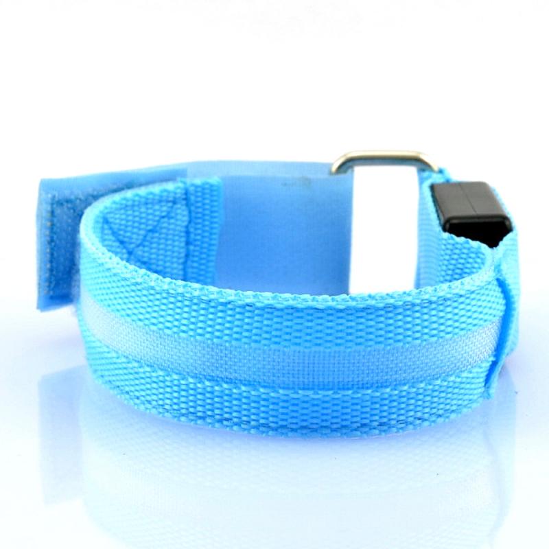 Pulseras deportivas ligeras para correr al aire libre, brazaletes ajustables con USB LED brillante para corredores, corredores, ciclismo, deportes de equitación, seguridad: blue light