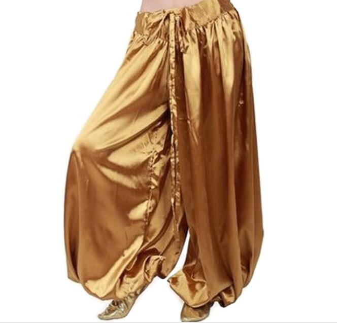 Pantalones bombachos de estilo Tribal para danza del vientre, pantalón indio de danza del vientre, pantalones bombachos egipcios para Navidad, Color sólido,: Oro