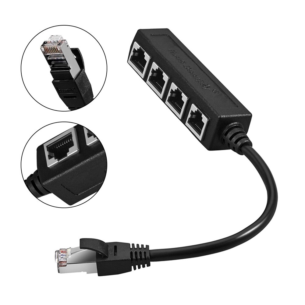 Easy Use Extension Cable Adapter Accessories Laptop Fast Network Splitter LAN Ethernet 1 Male To 4 Female Portable Plug