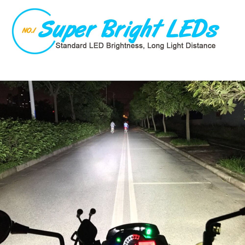 Éclairage LED pour l'extérieur, faisceau élevé, 6500K, éclairage universel pour motos, Honda, Yamaha, Cruiser, Scooter et ATV