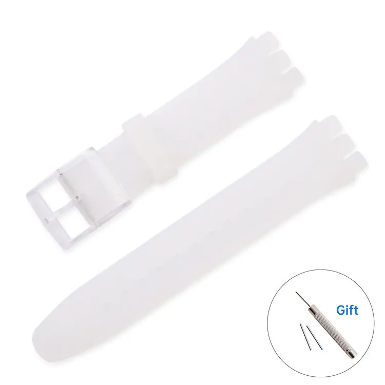 Correas de reloj de resina para hombre, accesorios, pulsera deportiva de goma resistente al agua, correa de silicona de 16, 17, 19, 20mm para Swatch GW164 GB274: YELLOW / 16 mm