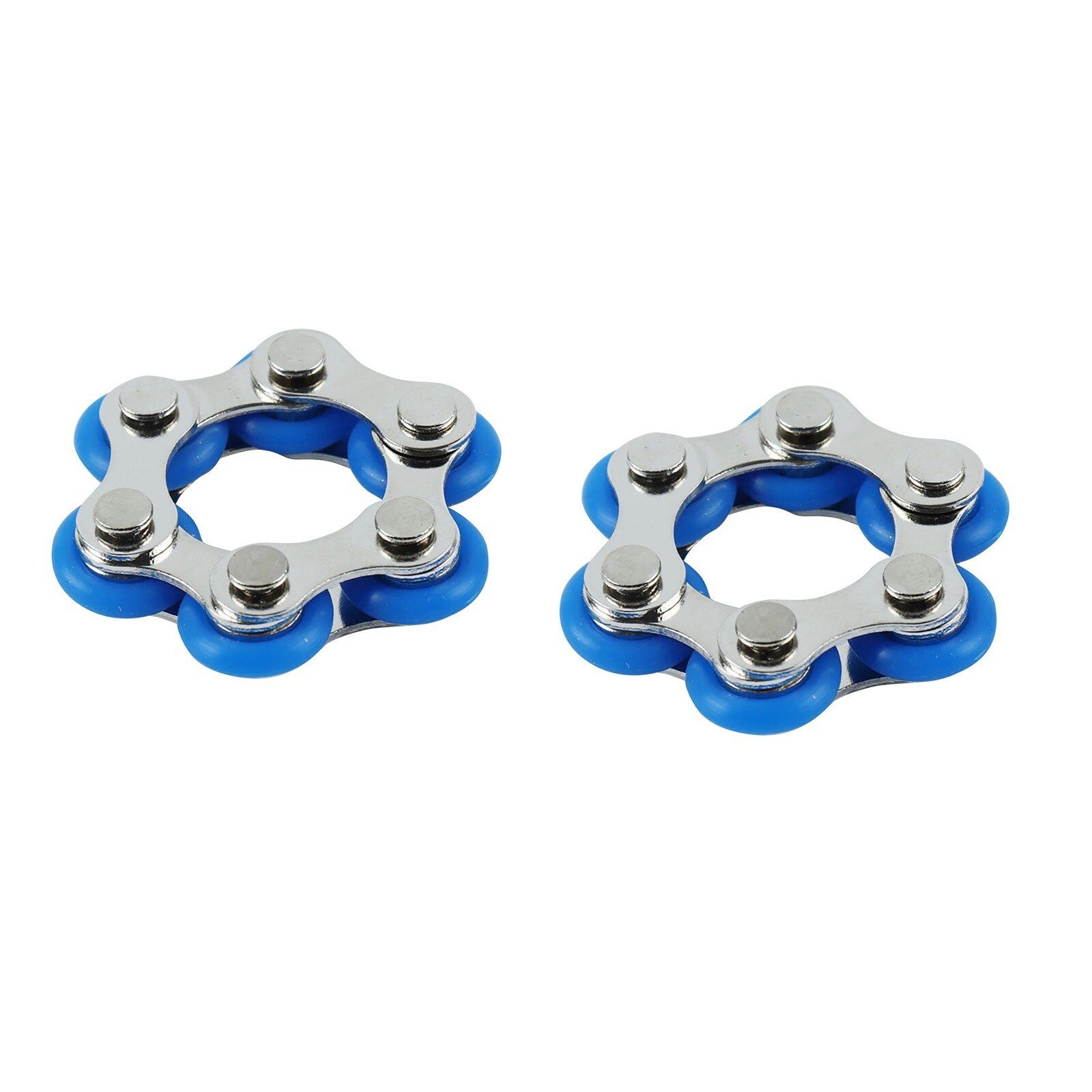 2pc Bike Chain Fidget Toys Bicycle Chain Stress Relief Toys Autism Stress And Anxiety Relief Toys Anti Stress Magnetische Ringen: Blue 