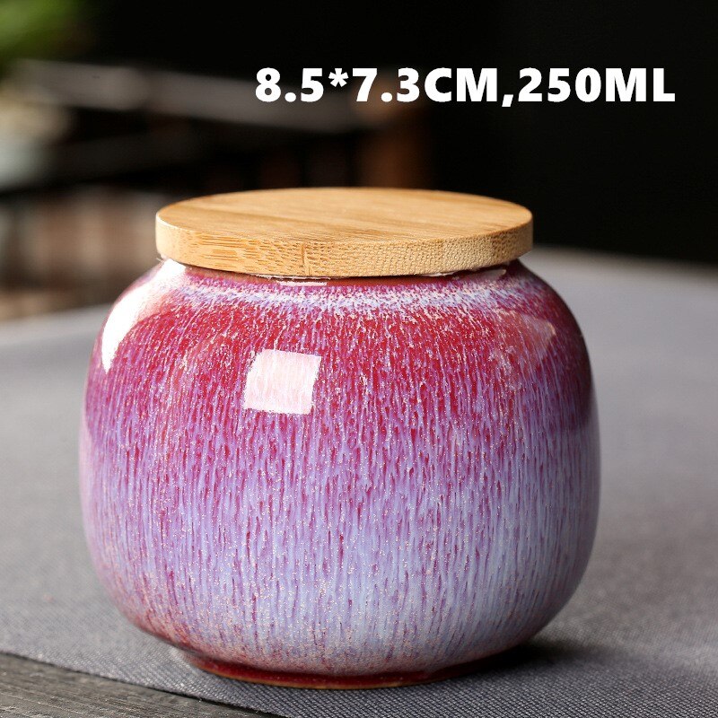 650ml Sealed Ceramic Porcelain Tea Caddy Teaware Pot Kiln To Tea Pot Household Storage Container Tea Container Ceramic Container: C RED