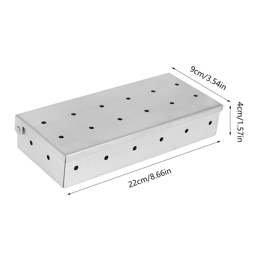 Roestvrij Staal Hout Chips Bbq Roker Box Indoor Outdoor Houtskool Gas Barbecue Grill Vlees Doordrenkt Rook Smaak Roker Doos