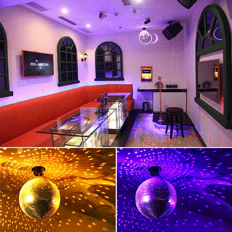 Bola de cristal reflectante giratoria de 90- 220V para dj, bar, ktv, Bola de discoteca, decoración de escenario, concierto, boda, hotel, bola de cristal colorida