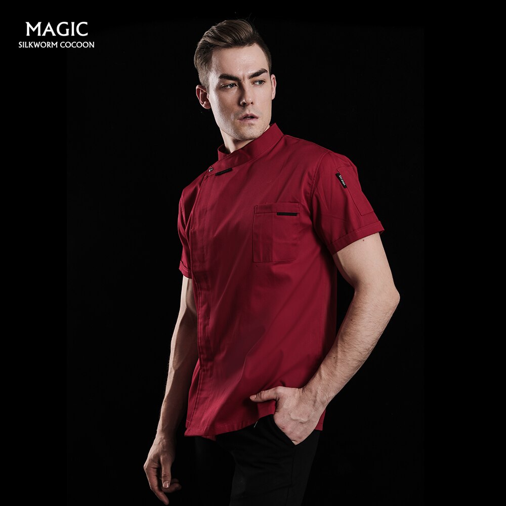 breathable short-sleeved chef uniform unisex chef cooking jacket Coffee shop waiter working uniform