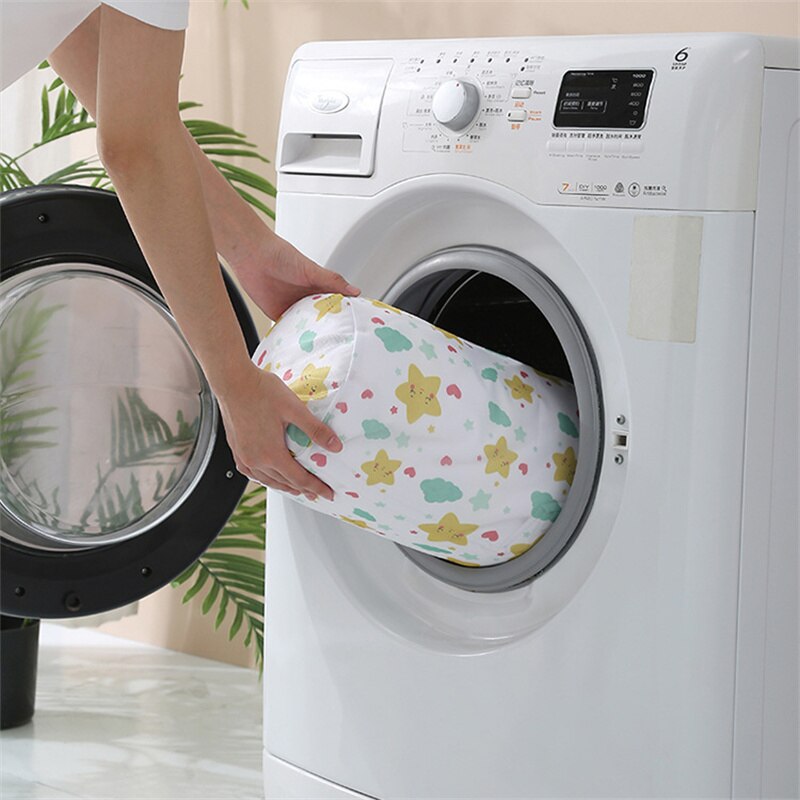Sterren Afdrukken Machine Wassen Waszak Ondergoed Beha Sokken Waszak Polyester Mesh Wasserij Organisator Voor Vuile Kleren: Cylinder 22-33cm
