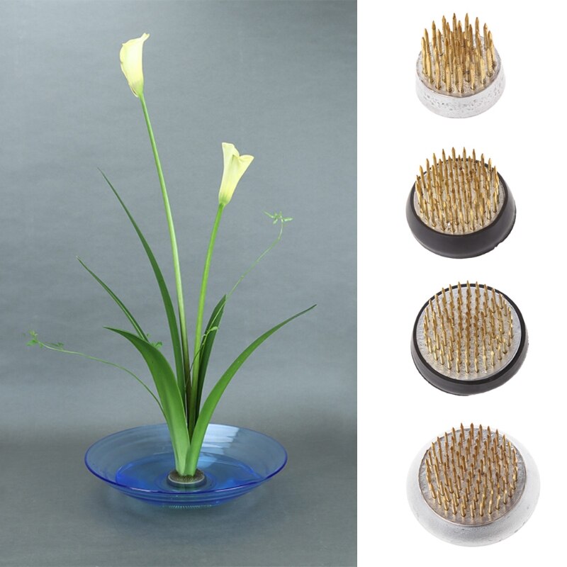 Lot De 4 Grenouilles Ikebana Kenzan En Acier Inoxydable – Tailles 23, 35, 40, 50 Mm – Avec Correcteur Et Brosse – Support Rond Antidérapant - 2