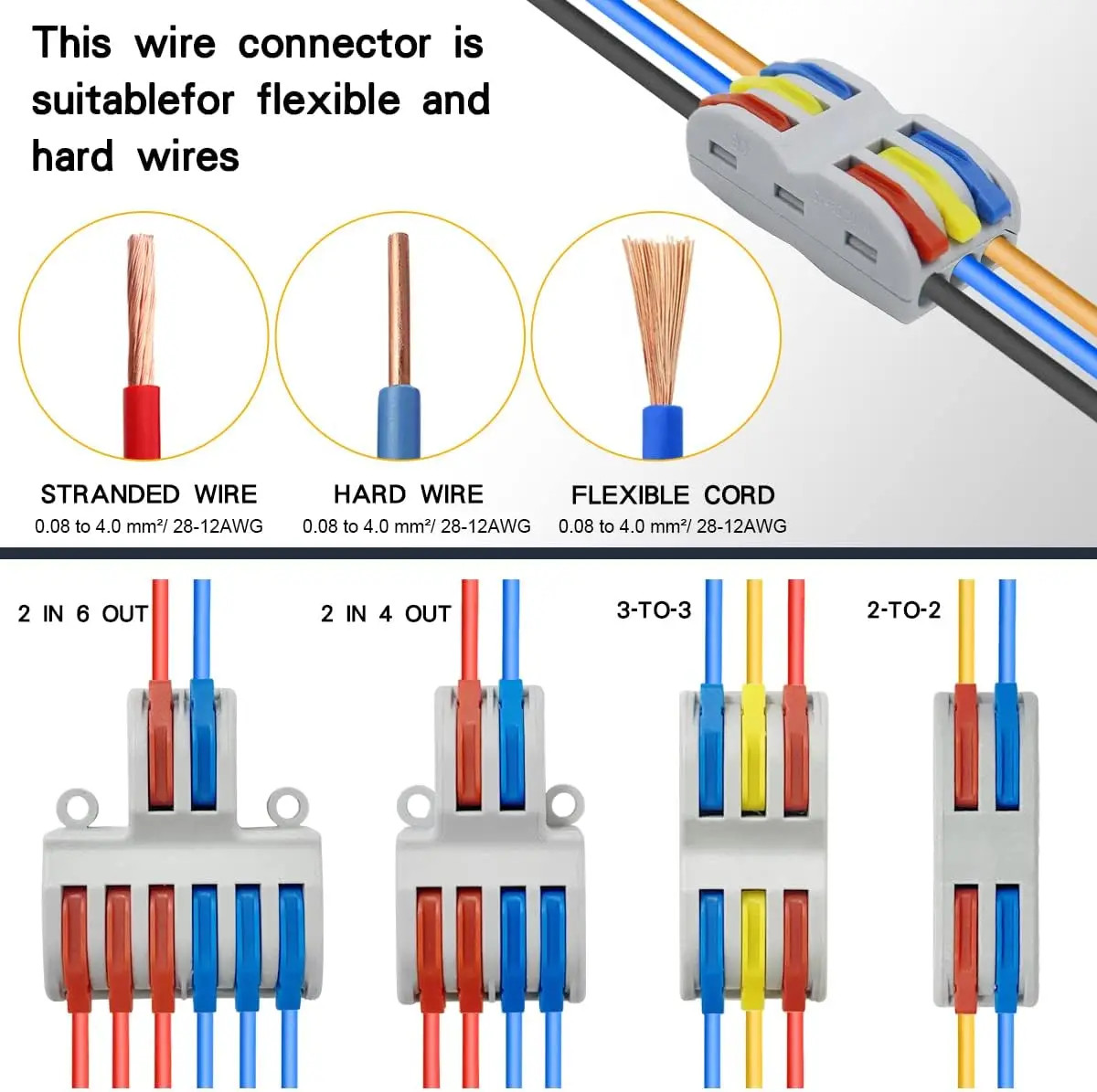 1 In Multiple Out Push-in Electrical Wire Connector Terminal Block Universal Fast Wiring Cable Connectors For Cable Connection