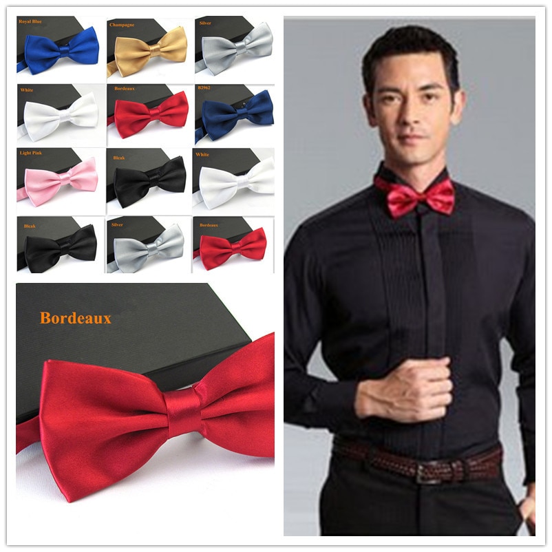 Pajarita de esmoquin a la para hombre, pajaritas de mariposa para hombres, bodas, bordeus, negro/Blanco/plata/champán/azul marino/rosa/azul