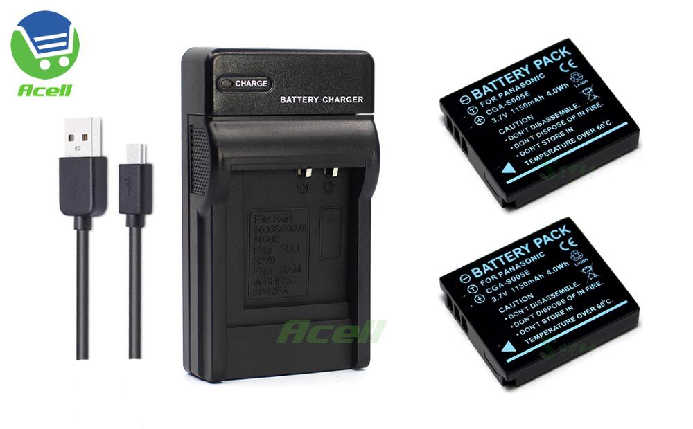 CGA-S005E Battery + USB Charger for Panasonic DMC-LX3 DMC-LX2 DMC-LX1 DMC-FX180 DMC-FX150 DMC-FX100 DMC-FX12 DMC-FX9 Camera: 2Battery 1Charger
