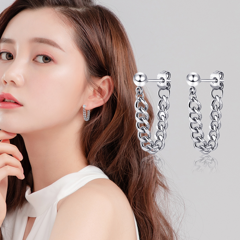 Luxe Kleine Bal Chain Stud Oorbellen Rvs Hiphop Oor Sieraden Hip Hop Rock Vrouwen Mannen Kleine Ballen Oorbel Accessoires