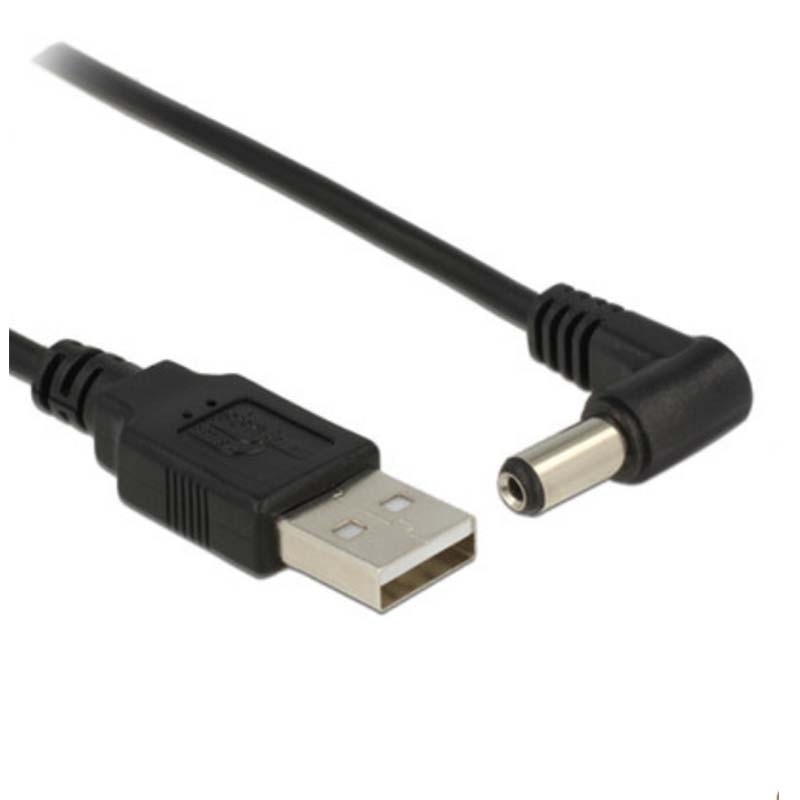 90 angle PC Laptop USB Male to 5V DC 5.5mm x 2.1mm Barrel Connector Power Cable
