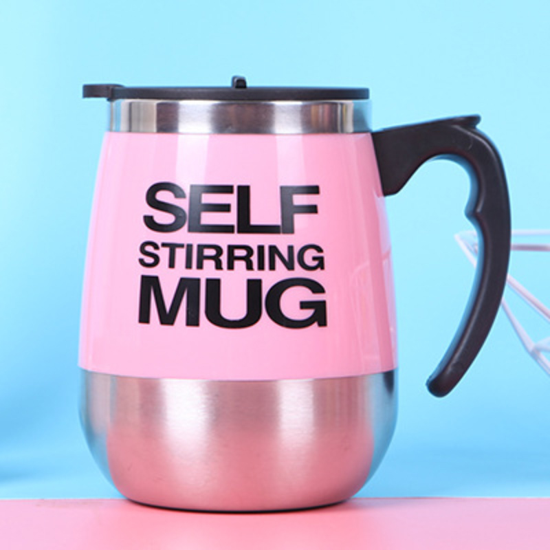 Taza de mezcla magnetizada de acero inoxidable, tazas de café de leche creativas multifunción, antiquemaduras, agua magnetizada de varios colores: Pink