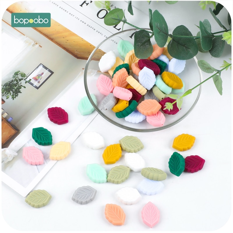 Bopoobo 5pc Silikon Perlen Blatt sehr klein Stange BPA FREI Silikon Beißringe Baby Spielzeug Silizium Perlen DIY Baby Zahnen Silikon nagetier