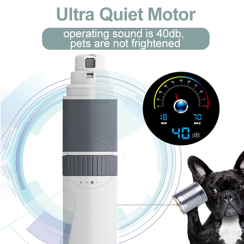LAIKA – ponceuse à ongles pour chiens et chats, avec chargeur USB, LED, à faible bruit, toilettage, tondeuse pour animaux domestiques, griffes, outils de coupe-ongles
