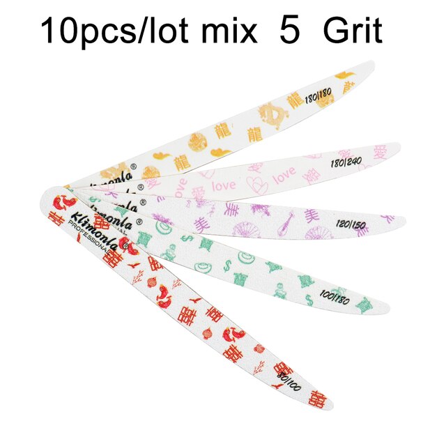 Lima de uñas de madera, papel de lija blanco, caracteres y patrones tradicionales chinos, cuchillo pulidor, herramientas de Arte para uñas, 10/20 piezas: 10pcs mix 5 grit