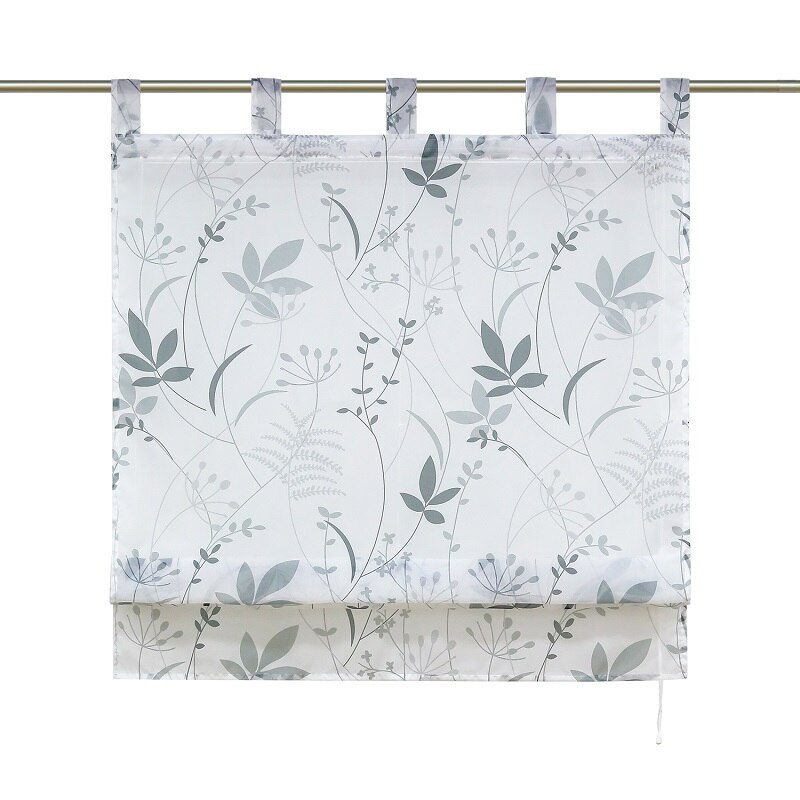 Romerska gardiner löv och kvistar tryckta tyll panel draperier tab top för hem kök dekoration 1 st: W60cm x  h140cm