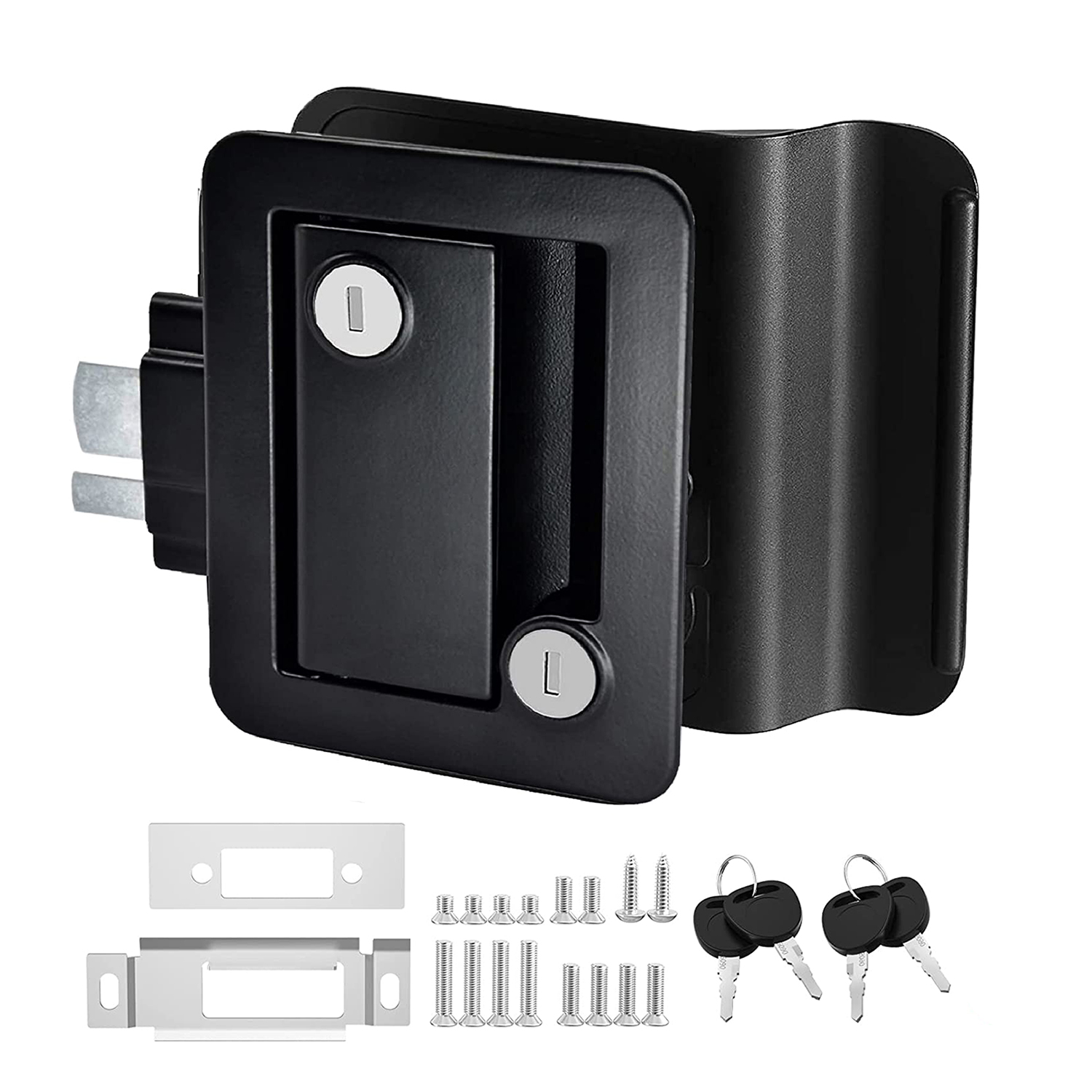 DaierTek-cerradura de puerta de entrada para caravana, reemplazo de cerradura de puerta doble abierta con cerrojo de seguridad, llave de ordenador: Negro