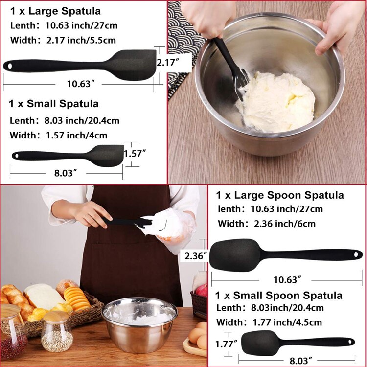6Pcs/set Silicone Spatula Mixing Sets Pastry Scraper Non Stick Butter Spreader Jar Blender Cooking Spatula Spoon Kitchen Baking