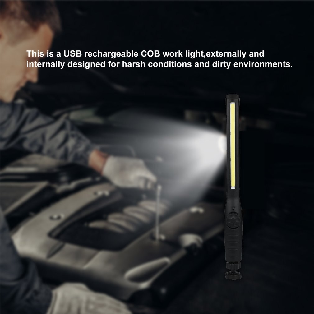 Handheld USB Charging COB Movable Work Light Magnetic Hanging Hook LED Repairing Emergency Flashlight Work Lamp