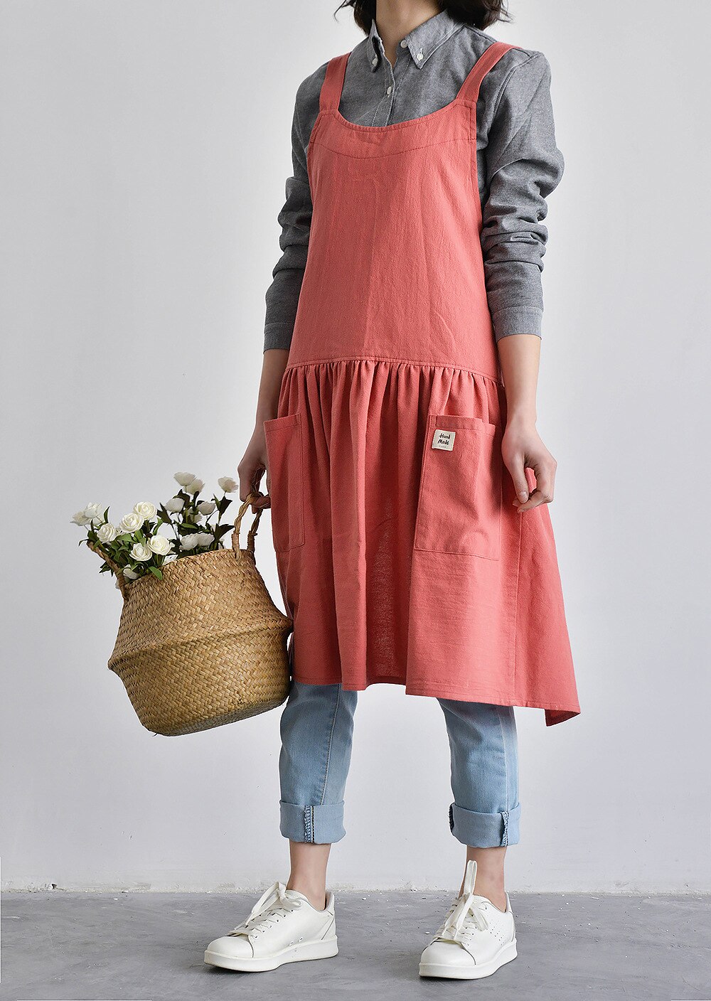 Tablier de cuisine pour femme, gilet anti-salissure, Blouse de travail pour adulte, Logo