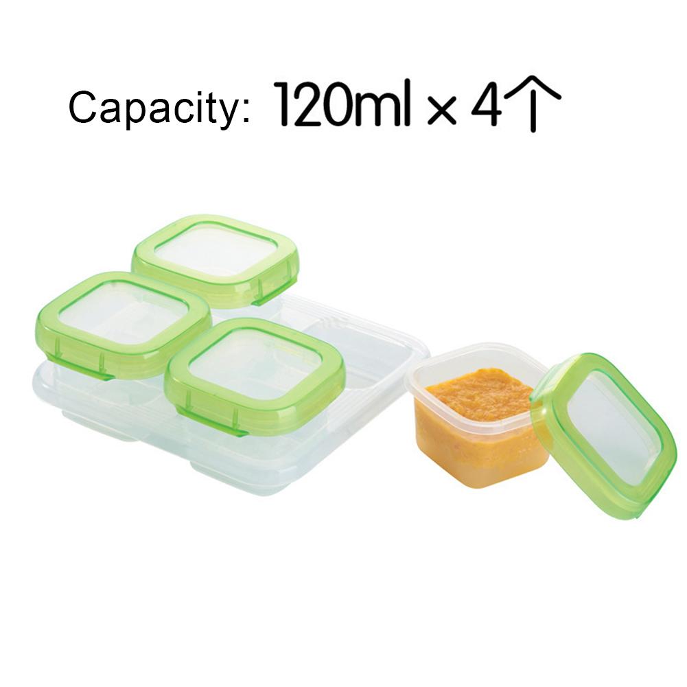 Contenedores de comida de Material PP para bebé, Mini cajas de congelación para destete, cubo, congelador, caja de almacenamiento: 4PCS