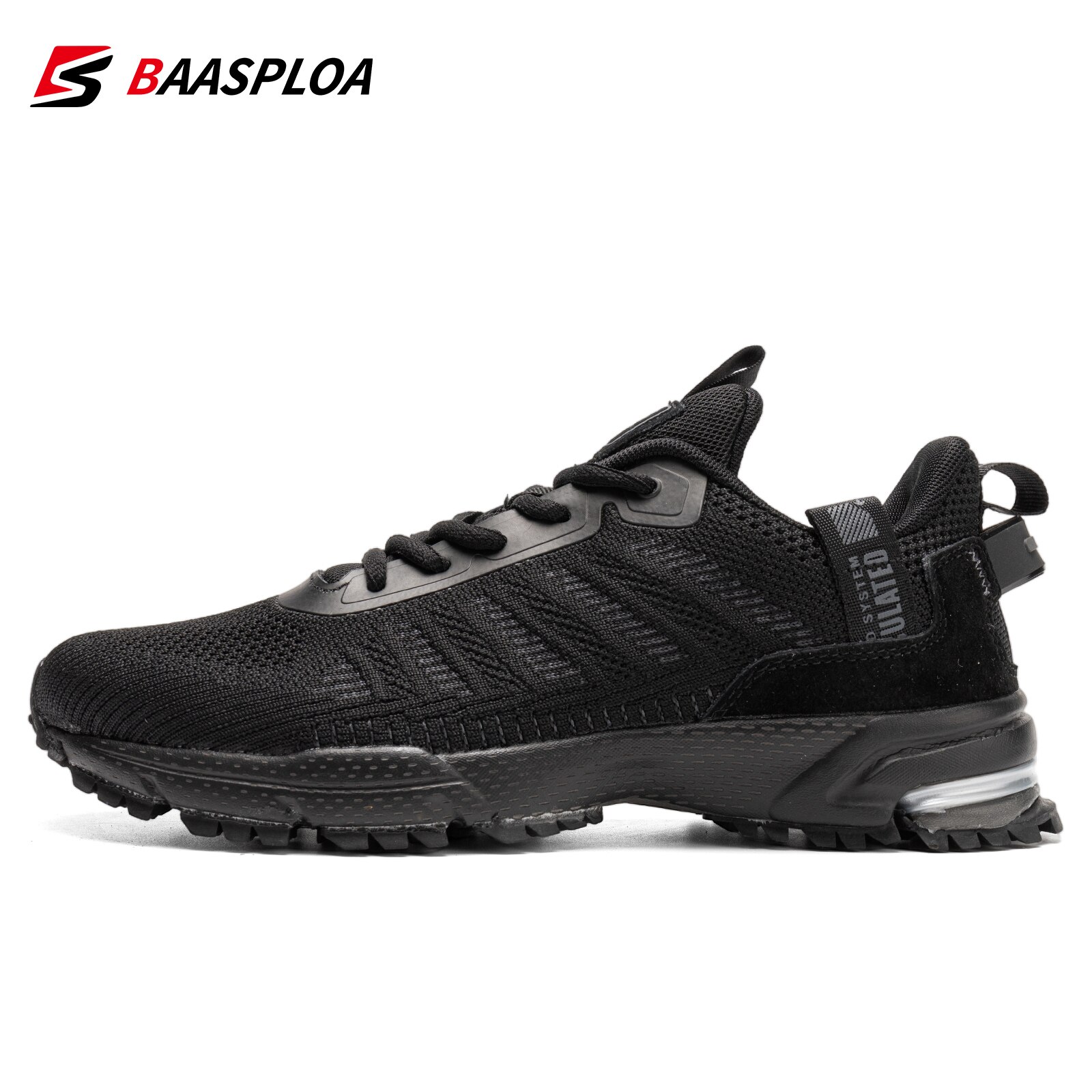 Baasploa Men Running Shoes Lightweight Sneakers Sneaker Male Breathable Tennis Shoe Non Slip Sport Shoes: black / 44