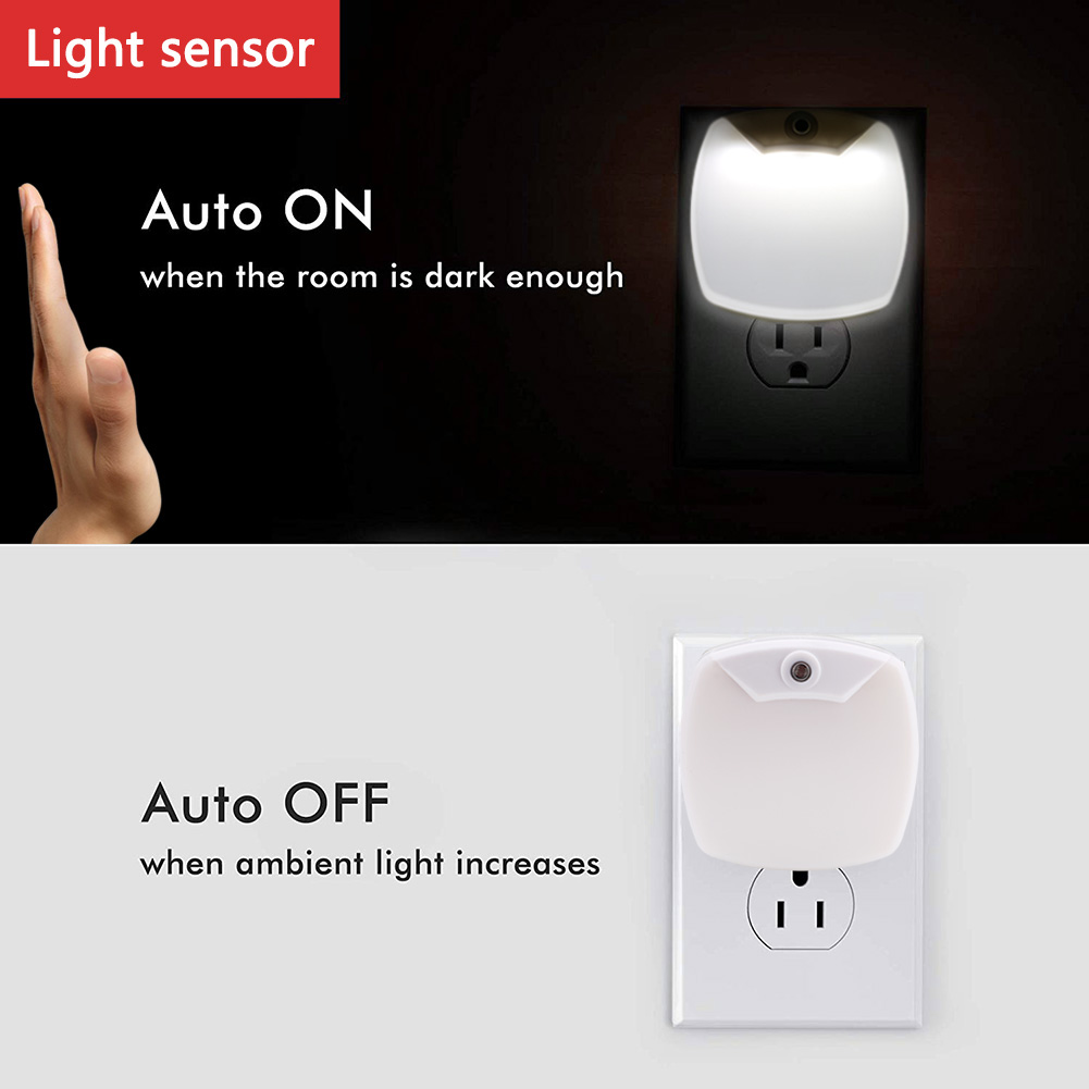 Enchufe LED Luz de noche brillante con sensor de anochecer y Amanecer encendido/apagado automático perfecto para el pasillo del dormitorio de los niños cocina enchufe UE/EE. UU.