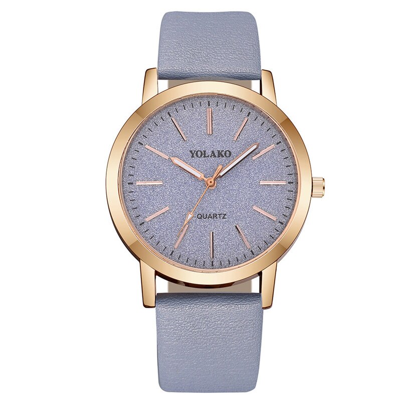 Yolako luksus dameklokker skinnbånd rundt enkel kvarts analog armbåndsur star dial casual kvinnelig klokke  xb40: Himmelblå