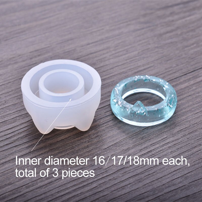 3pc katt diamant platt formad ring hängande diy silikonform diy fyllning epoxiharts för smycken gör harts formar: Kattörat 3 stycken