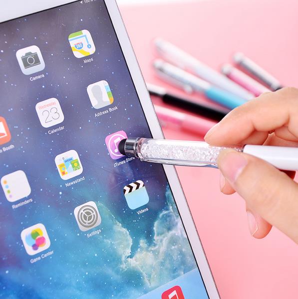 Crystal Ballpoint Pen Touch Screen Stylus Pen Useful 2 in 1 Tablet Pen For Pad Phone Smart Phone