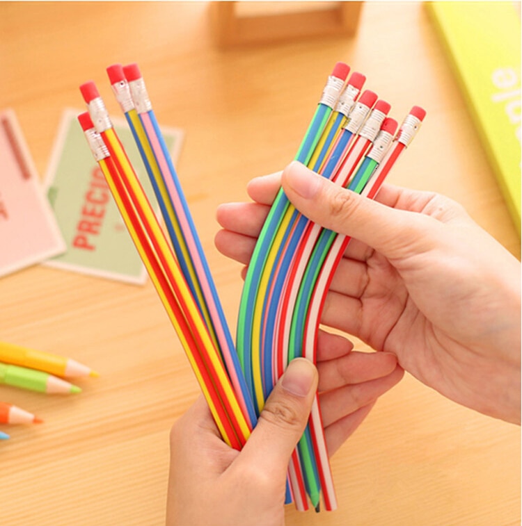 1Pcs Kleurrijke Magic Bendy Flexibele Zacht Potlood Met Gum Briefpapier Kids Student Gekleurde School Office Supply