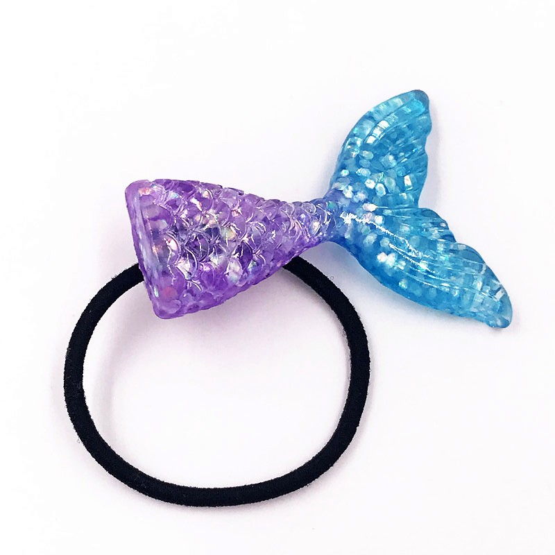 1 pièces scintillant coeur étoile de mer sirène queue bandeaux enfants élastiques bandes de cheveux enfants femmes bandes de caoutchouc filles cheveux corde