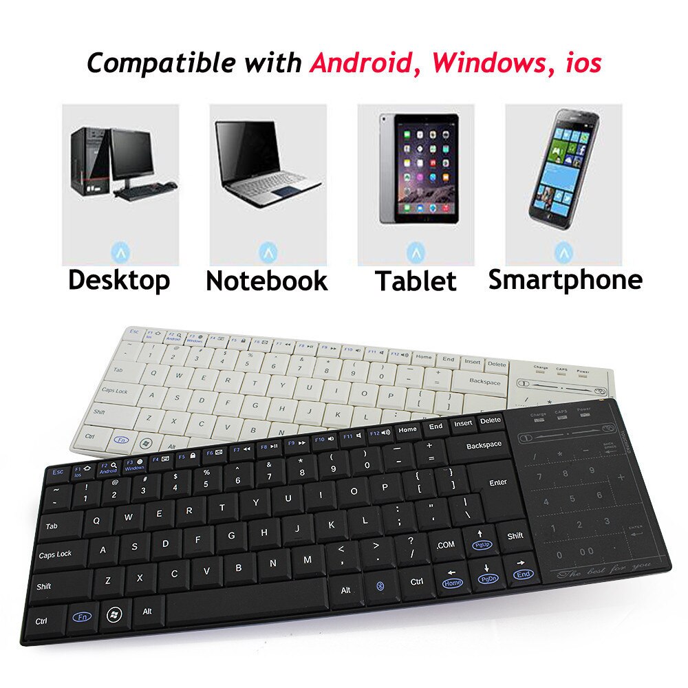 SeenDa Rechargeable Bluetooth Keyboard with Touch Pad Mouse Silent Click Bluetooth Keyboard for IOS/Android/Windows iPad Phone