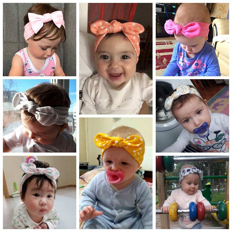 6Pcs Baby Hoofdband Schattige Konijn Oor Neonata Boog Bloem Elastische Bandana Baby Meisjes Hoofdbanden Kinderen Tulband Haar Accessoires Set