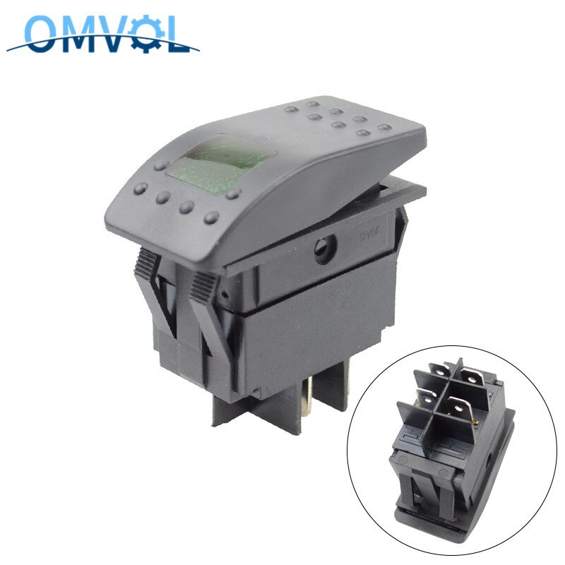 1PC Auto/Marine 12V 220V light SWITCH 4pin rocker switch on-off: Green / 12V