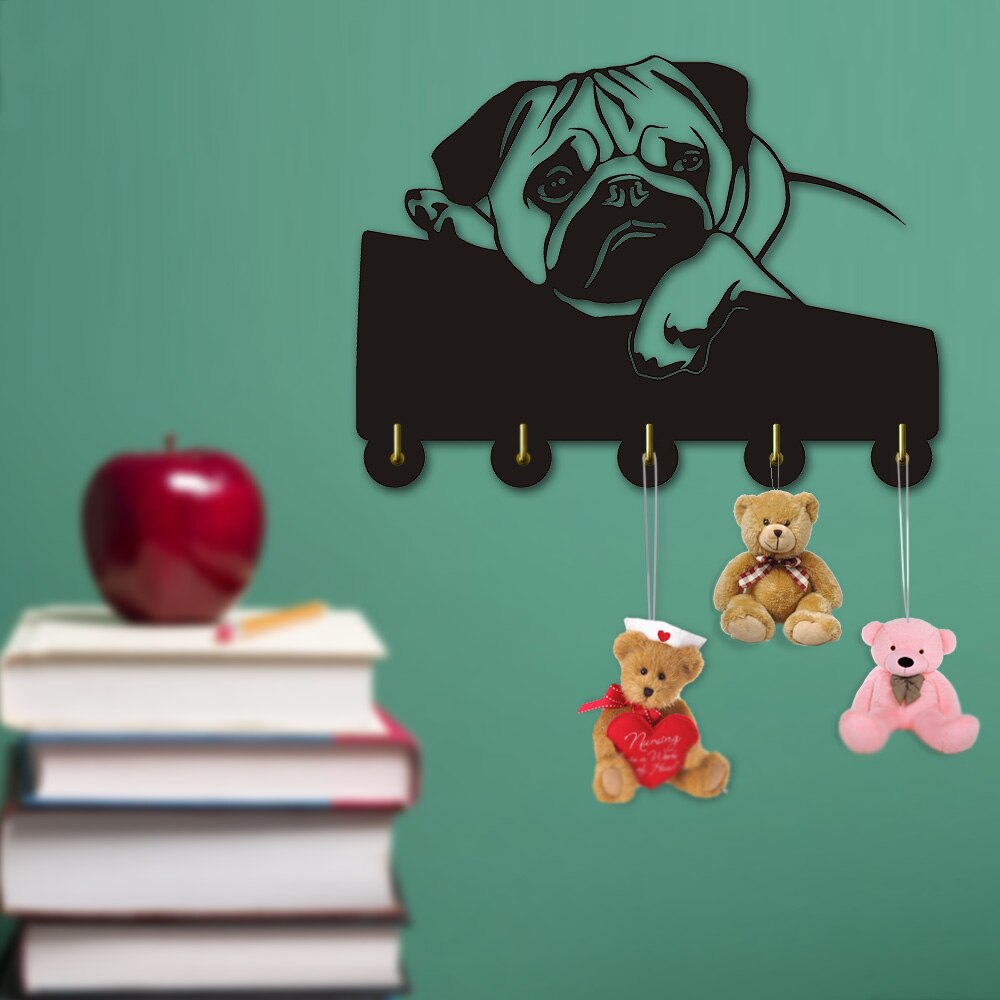 Engelsk bulldog tøj kroge dejlig hvalp hund dyr silhuet væg bøjle håndklæder kroge børneværelse indretning til badeværelse