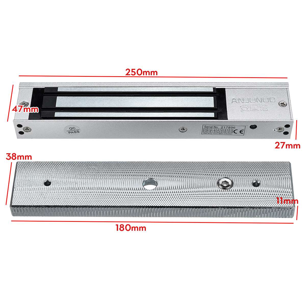 12V Magnetic Electric Door Lock Electric Magnetic Lock Gate Opener Suction Holding Electromagnetic Access Control 280KG 600LB