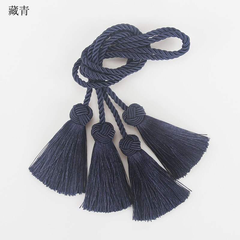 Accesorios de cortina con borlas para decoración del hogar, cuerda de soporte de hebilla de cortina, tejido hecho a mano, 1 par: Gris claro