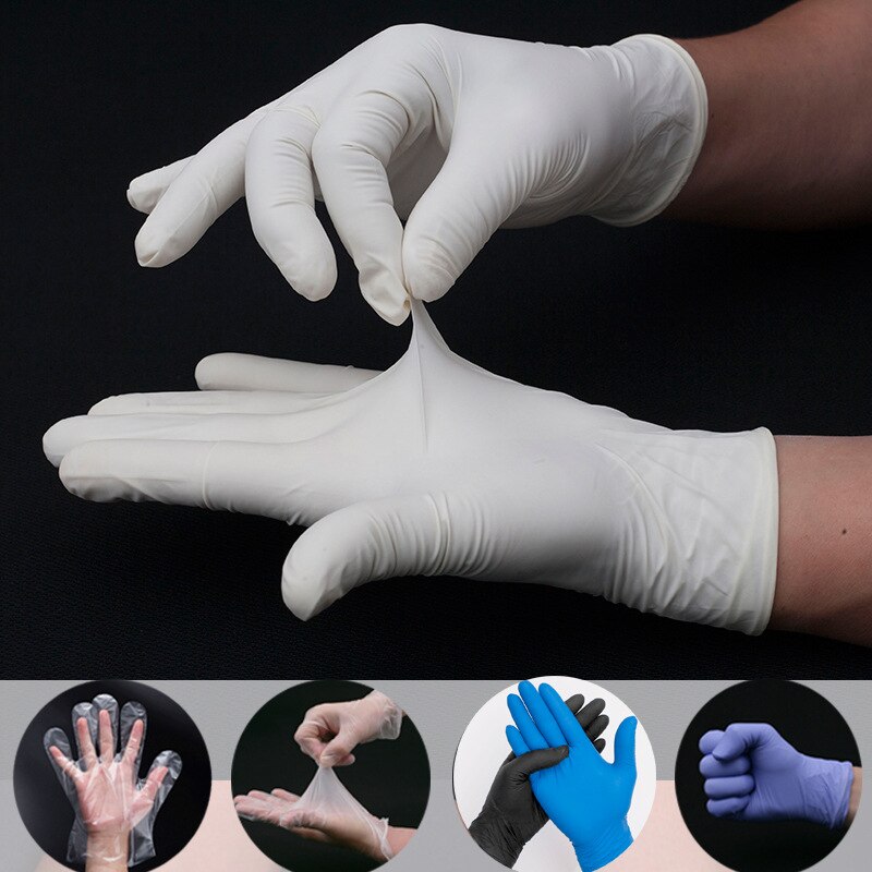 100PCS Disposable Latex Gloves-Powdered Food Grade Anti-static Gloves For BBQ Cleaning Restaurant Cooking Kitchen Accessories