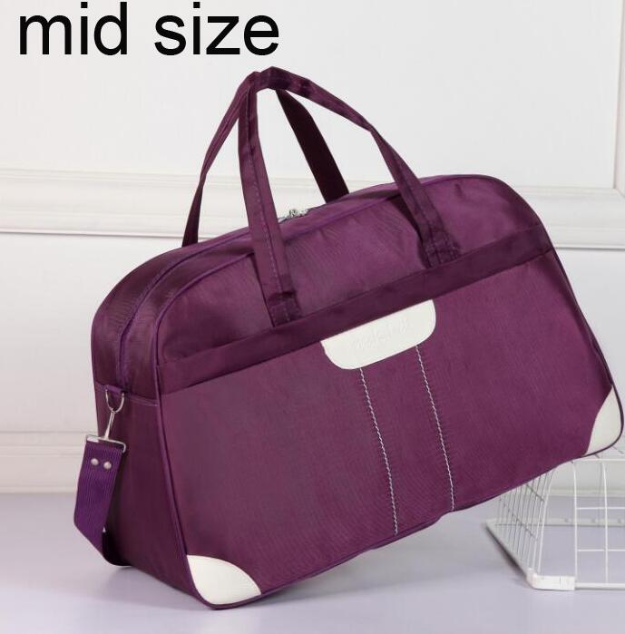 ANAWISHARE Women Travel Bags Men Luggage Travel Duffle Bag Nylon Waterproof Daily Travel Handbag Shoulder Bag Bolso Deporte: mid dark purple