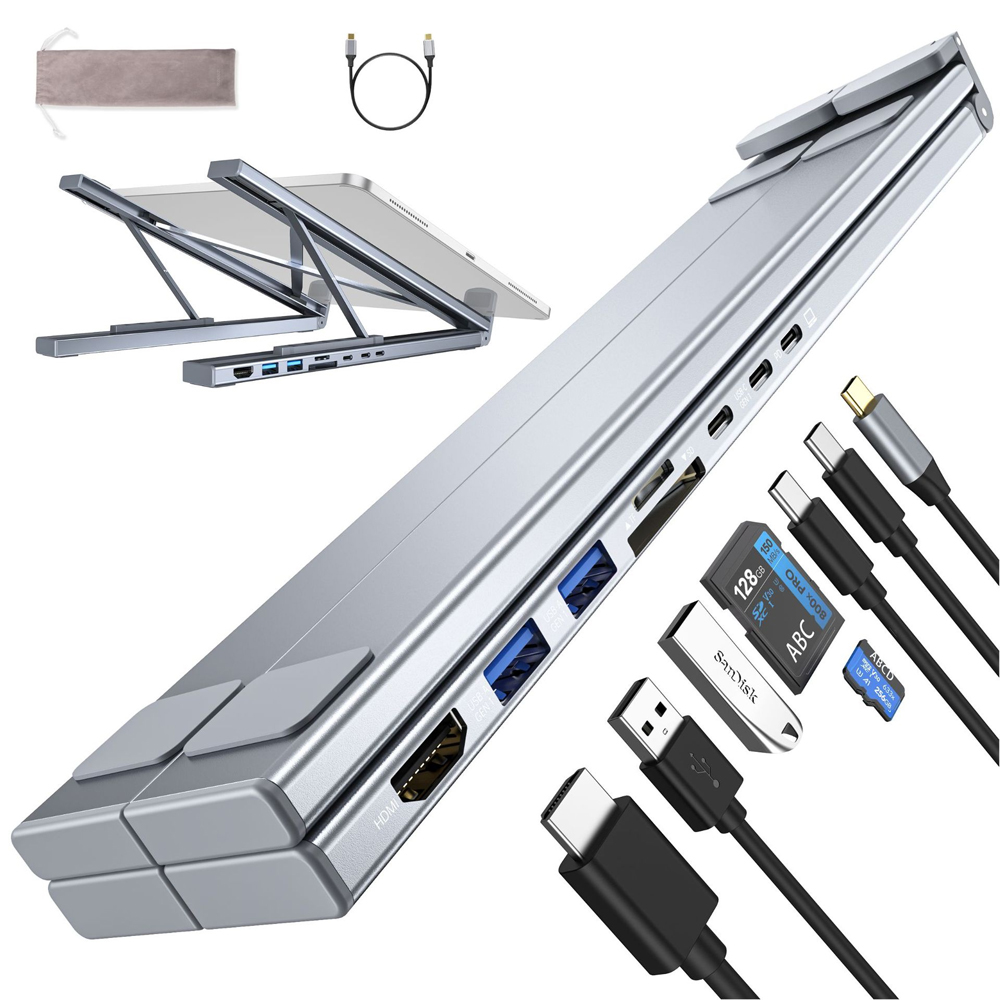 Usb-c-dokkingstasjon for bærbar pc, usb-c-dokkingstasjon for nettbrett, , 7 in 1 usb-c-hub med 4k hdmi-porter, , 2 usb 3.1, pd 100w,  porter, universaldokkingstasjon: Default Title
