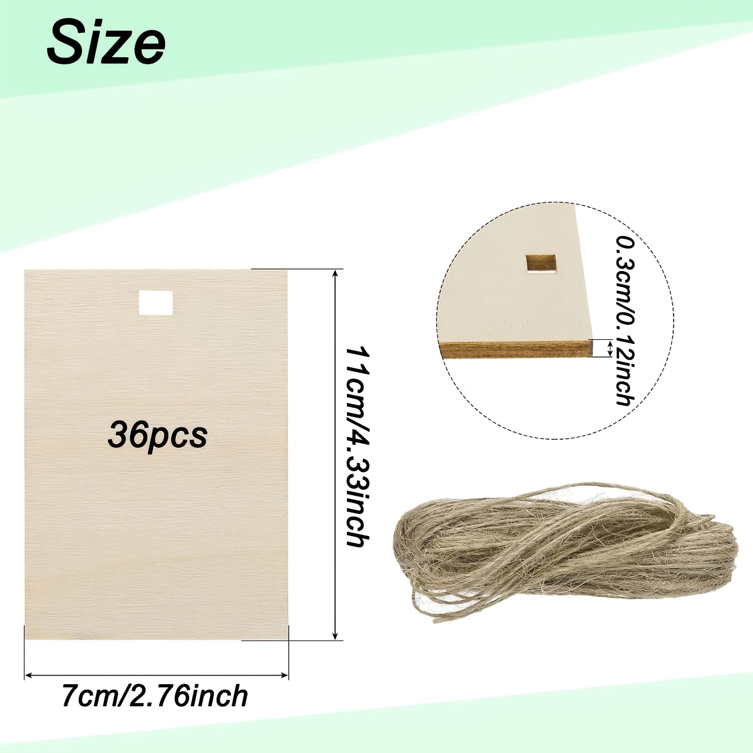 36 peças de etiquetas de madeira em branco retangulares de ângulo reto com furo 2.76x4.33 peças de madeira etiquetas de presente de madeira para projetos de artesanato: Default Title
