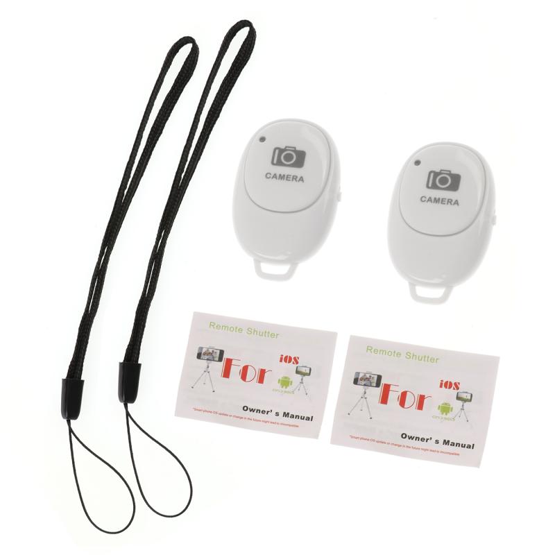 2Pcs Wireless Bluetooth Selfie Remote Control Button Shutter Release button camera controller adapter for Mobile Phone: White