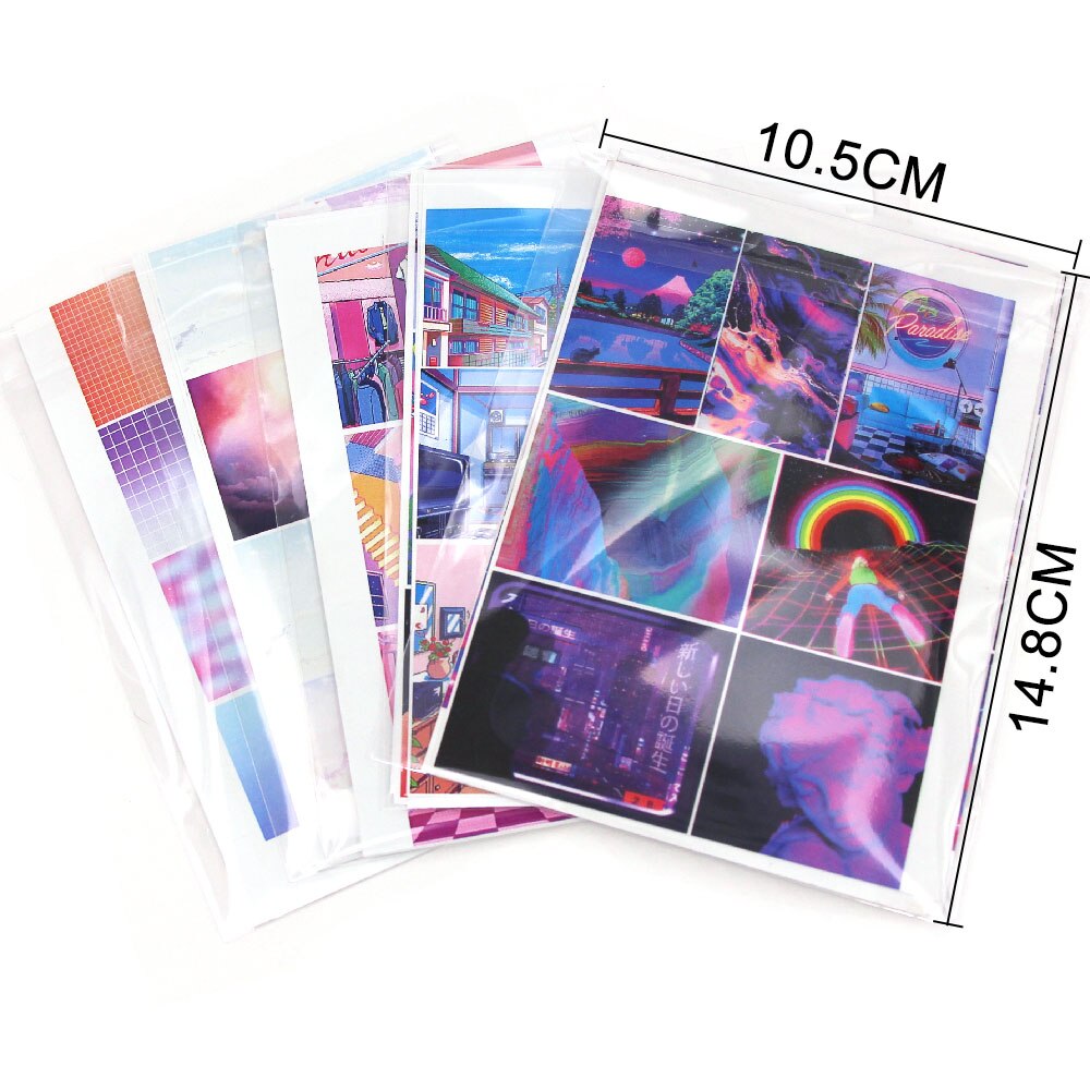 4Sheets Pink Series Stickers Aesthetic Stickers Retro Vaporwave Paper Sticker Scrapbooking Decorative Diary Planner Stationery