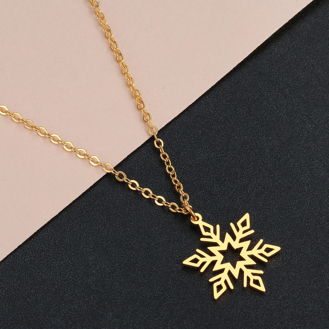 Kinitial Sowflake Anhänger Halsketten für frauen Halsband Schnee Flocke Charme Blume Halskette Schmuck Zubehör